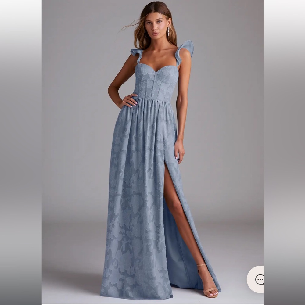 Azazie dusty blue bridesmaid dress